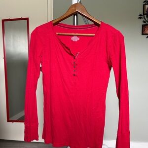 Women's Red Long Sleeve Top